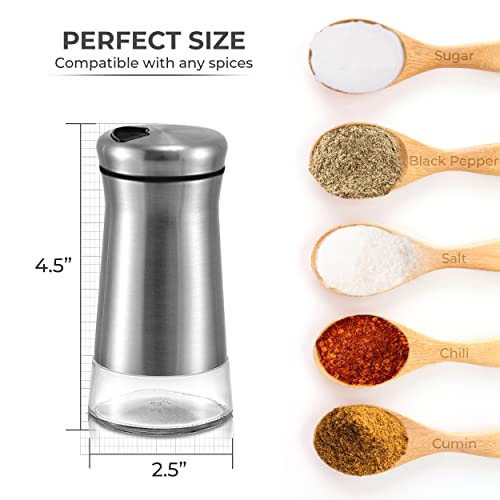 Pepper Shaker or Salt Shaker with Adjustable Pour Holes (Black Shaker)