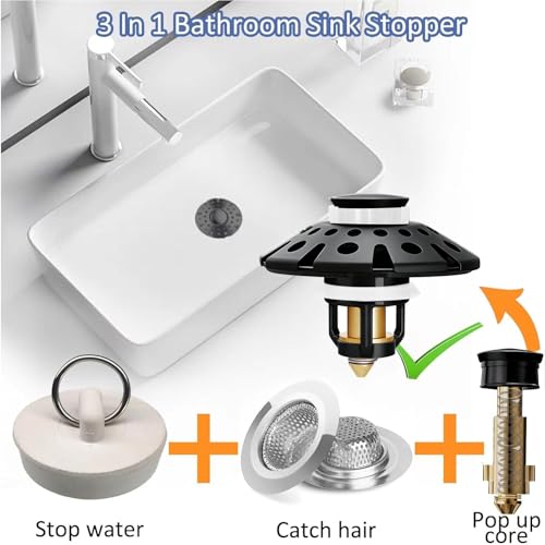 Bathroom Sink Drain Strainer (Matte Black)