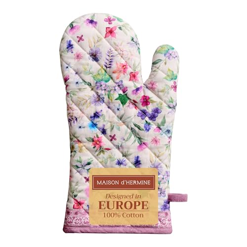Maison d'Hermine Oven Gloves 100% Cotton Oven Mitt (038 - Chardon / 7.5" x 13" (Oven Mitt))