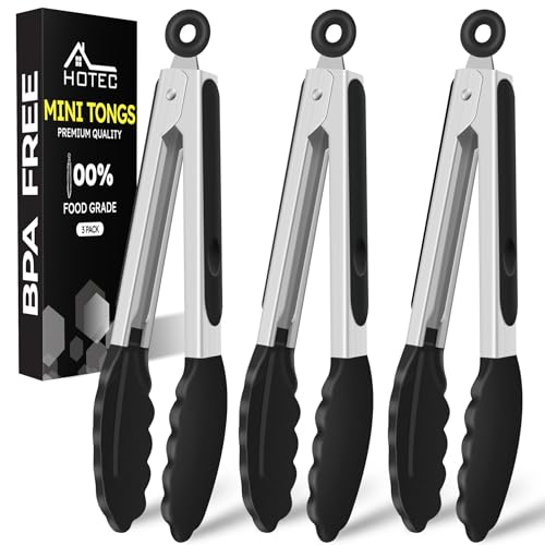 Small Silicone Kitchen Tongs 7 (Black)
