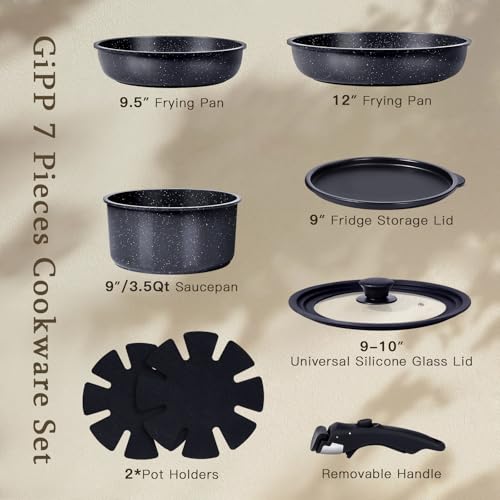 Ceramic Pots and Pans Set Non Stick (0802 / Dark Gray)
