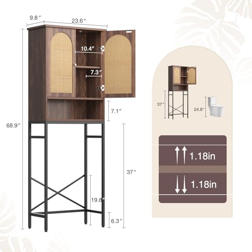 Rattan Toilet Storage Cabinet (Brown)