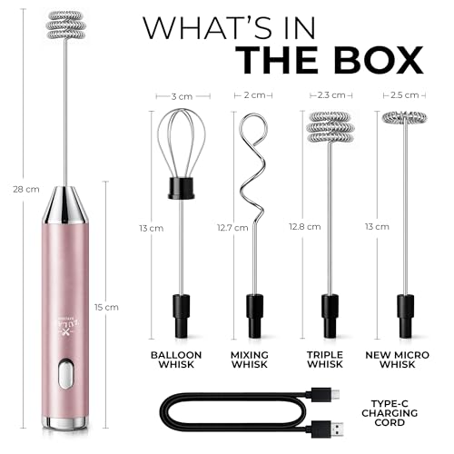 Rechargeable Milk Frother Handheld (Bubblegum / Rechargeable Z1 Motor Max)