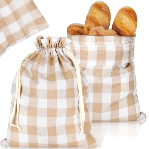 2 Pcs Linen Bread Bags for Homemade 13 x 17 Inches Sourdough Bread Container Reusable Linen Storage Bag with Plastic Saver Natural Large Storage for Artisan Bag (2 Count)