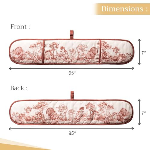 Double Oven Mitts 100% Cotton Double Oven Glove (098 - Holy Jouy - Brown / 7" x 35" (Double Oven Mitt))