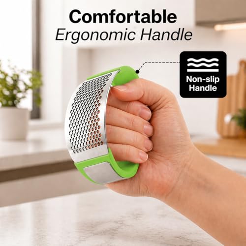 Stainless Steel Garlic Press Rocker Set (Green)