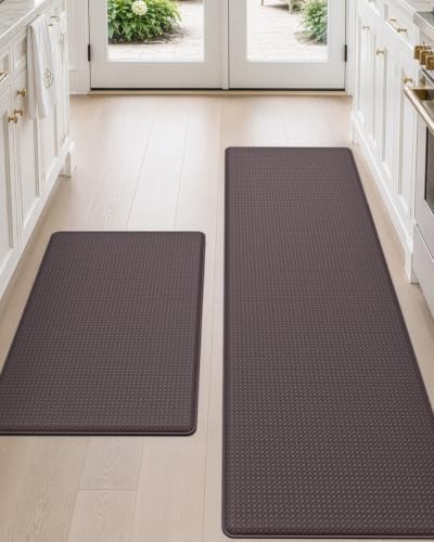 Kitchen Floor Mats Cushioned Anti Fatigue Runner (Brown / 59"l X 17"w X 0.4"th + 29"l X 17"w X 0.4"th)