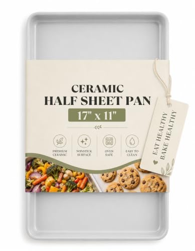 Ceramic Baking Sheet Half Size 17"x11" (Half Ceramic Sheet Cream)