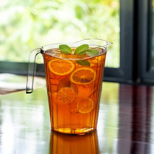 2 Pack 75 oz Polycarbonate Plastic Pitcher Beverage Dispenser with Pour Spout Shatterproof Catering and Restaurant Serveware for Cold Drinks (2 Count)
