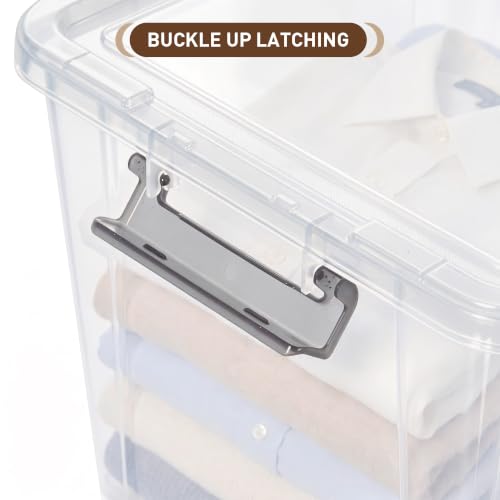 6 Packs 44.4 QT Plastic Storage Bins with Lids Large Stackable Storage Containers for Organizing Clear Storage Box for Garage (44.4 Qt. - 6 Packs / Clear White)