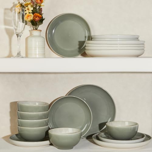 Ceramic Dinnerware Sets for 6 (Gray Green / Set (18pcs))