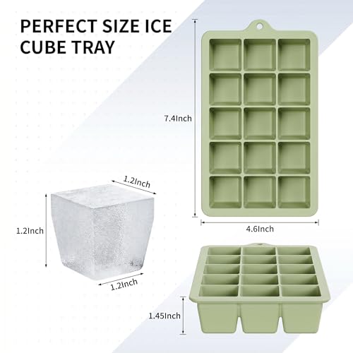 Silicone Ice Cube Tray 2 Pack (Ice Cube Tray 2 Pack / Green+Green)