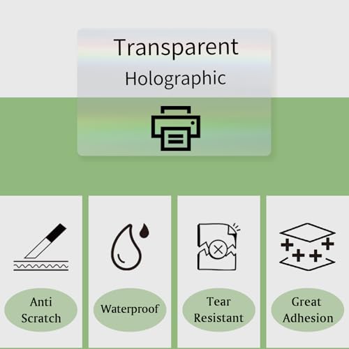 3x2 Inch Transparent Holographic Thermal Labels Stickers (Holographic Transparent / 2*3 inch)