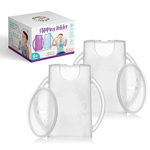 2-in-1 Baby Food Pouch & Juice Box Holder (2-pack) - No-Squeeze, Food-Safe Container with easy-grab Handles & Lid Fits GoGo, Capri Sun, Juice, Yogurt, & More (White & White)