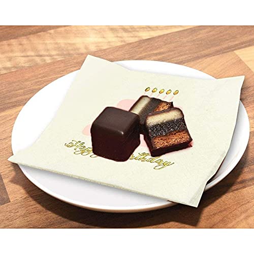50 Pack Happy Birthday Cocktail Napkins for Women with Gold Foil Accents (50 Pack)