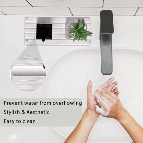 2 PCS Water Absorbing Stone Trays for Bathroom Sink Fast Drying Coasters (9.5" X 4.7" White)