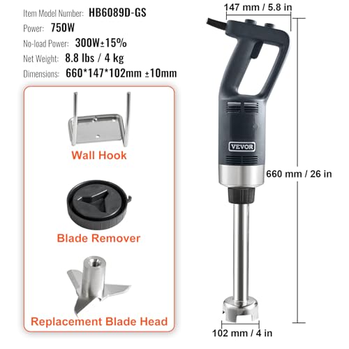 Commercial Immersion Blender (750Watt 12inch)
