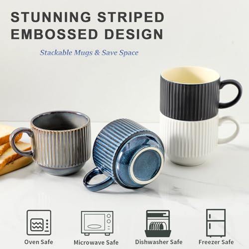 Coffee Mug Set of 4 with Holder (Mix-Color1 / 15 Ounces)