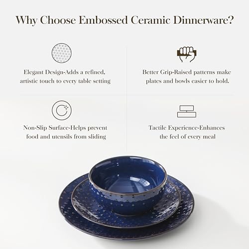 12 Pieces Dinnerware Sets (Blue / Service for 4 (12 Pcs))