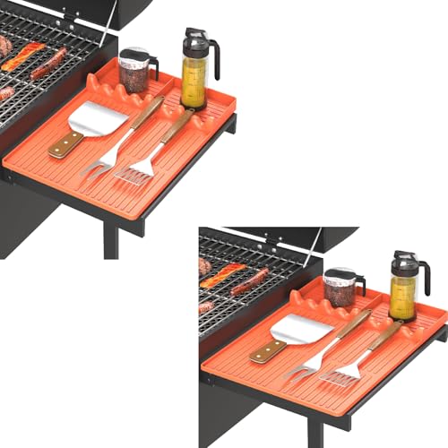 Silicone Griddle Tool Mat for Flat Top Grills (Orange-2Pcs)