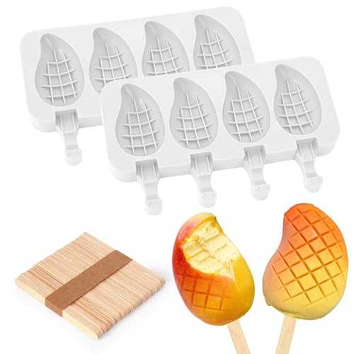 2Pack Mango Shape Silicone Popsicle Molds (8-Cavity 3D Mango)