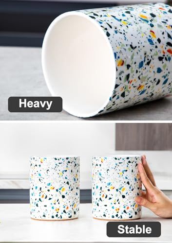 Ceramic Kitchen Utensil Holder for Countertop 6.4" Marble Pattern (Marble Pattern)