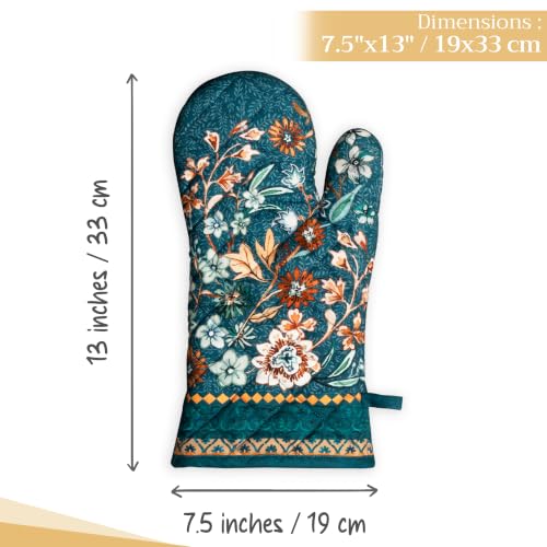 Maison d'Hermine Oven Gloves 100% Cotton Oven Mitt (048 - Luxury Loft - Dark Teal / 7.5" x 13" (Oven Mitt))