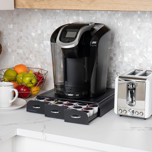 Single Serve Coffee Pod Organizer with 3 Drawers (36 Capacity / Black)
