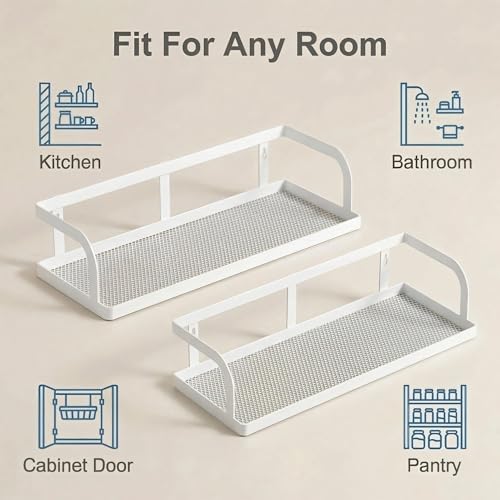2 Pack 16.5" Extra Long Slim Hollowout Shower Caddy (White / U-Shape Easy Access (16.5" Extra Long))