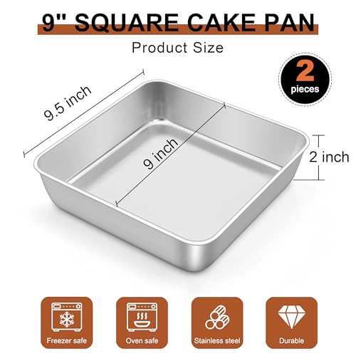 2 PCS 9 x 9 Inch Square Cake Pan (9'' x 9'')