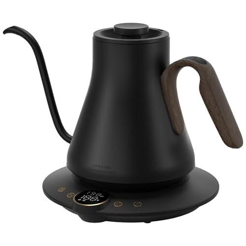 Gooseneck Electric Kettle with ±1℉ Temperature Control 0.9 Liter (Black Walnut)
