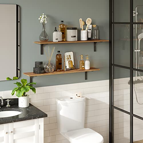 Long Wall Shelves (Rustic Brown / 39.4 Inch)
