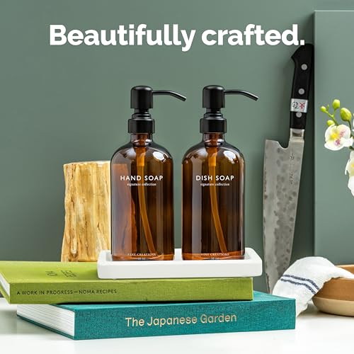 Amber Glass Soap Dispenser Set (Amber Bottle / Matte Black Pump)
