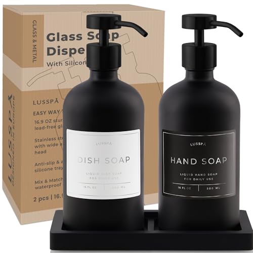 Glass Soap Dispenser Set of 2 (Black)