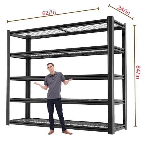 5 Tier Heavy Duty Garage Shelving (5T 62" W x 24" D x 84" H)