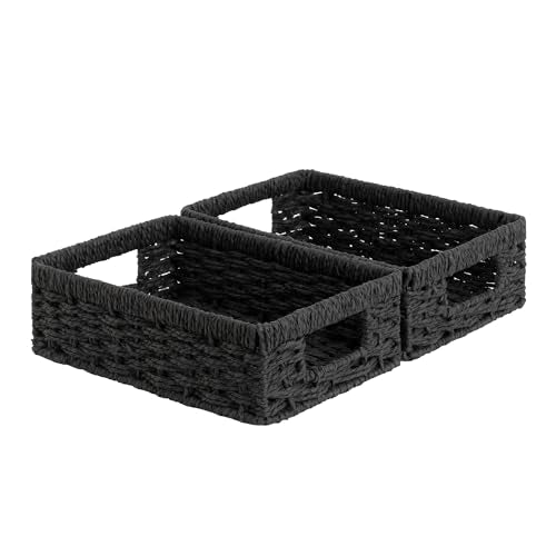 Wicker Baskets for Organizing (Black (Paper Rope) / 2x 11¼"L x 7½"W x 3½"H)