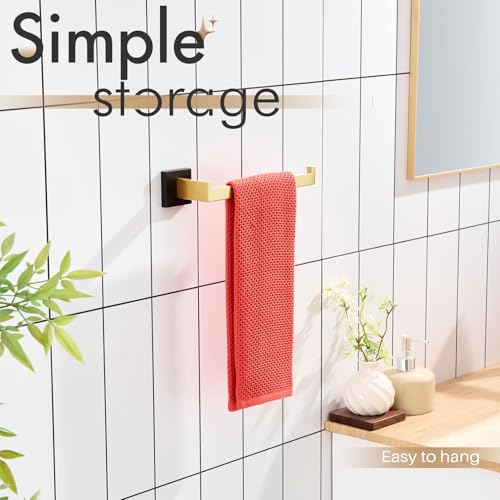 Towel Bar for Bathroom Wall Mount 9'' Hand Towel Holder T (Black Gold)