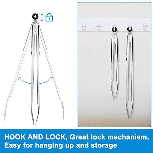 16-inch & 12-Inch Grill Tongs for Cooking BBQ Heavy Duty Extra Long Grilling Tongs, Premium Set 2 pack (2 Count)