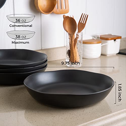 9.75'' Large Ceramic Pasta Bowls (Matte Black / Set of 6)