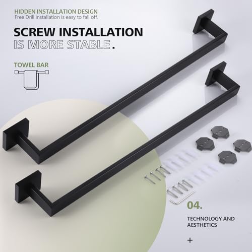 20 Inch Single Towel Bar (Matte Black / 20-Inch (2 Pack))
