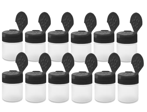 1 oz Plastic Spice Jars with Black Flip & Sift Caps