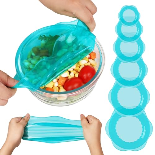 Silicone Stretch Lids for Food Storage in Fridge (6 Pcs Blue)