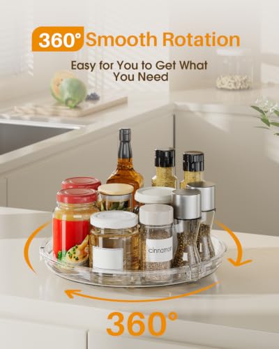 4 Pack Lazy Susan Organizer 9 inch Lazy Susan Turntable for Cabinet (Clear / 9 inch 4 pack)