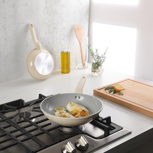 Barnsdall 2 Piece 8 & 10 Inch Aluminum Fry Pan Cookware Non (8 & 10 Inches / Linen)