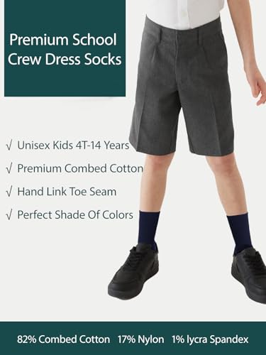 Unisex Kids Boys Girls Soft Cotton School Socks 6 (Medium / Navy Blue)