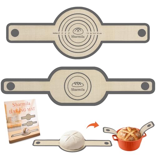2Pc Silicone Bread Sling for Dutch Oven Sourdough Baking Tools (Gray / 2Pcs Oval and Round)