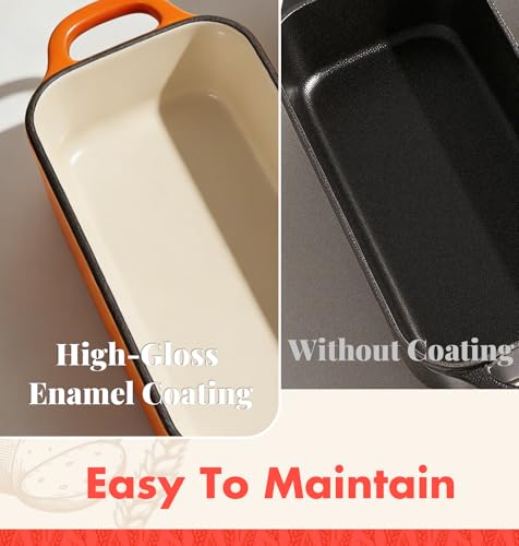 2 IN 1 Cast Iron Bread Loaf Pan with Lid (Orange)