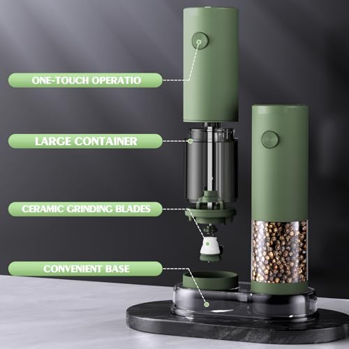 Salt and Pepper Grinder Set Mom Gifts (Green)