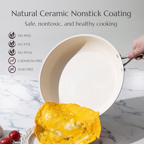 Nonstick Ceramic Frying Pan Set (Pink / 8"+9.5"+11")