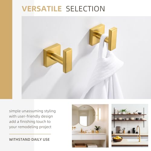 Towel Hooks for Bathroom (Brushed Dark Gold)